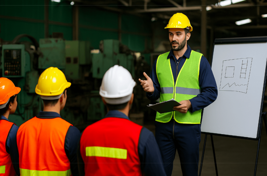 Formation sécurité ouvriers casques